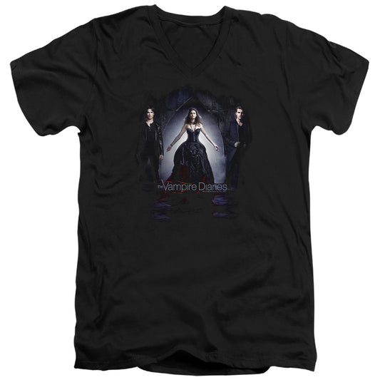 Vampire Diaries - Bring It On - Short Sleeve Adult V-neck 30/1 - Black T-shirt