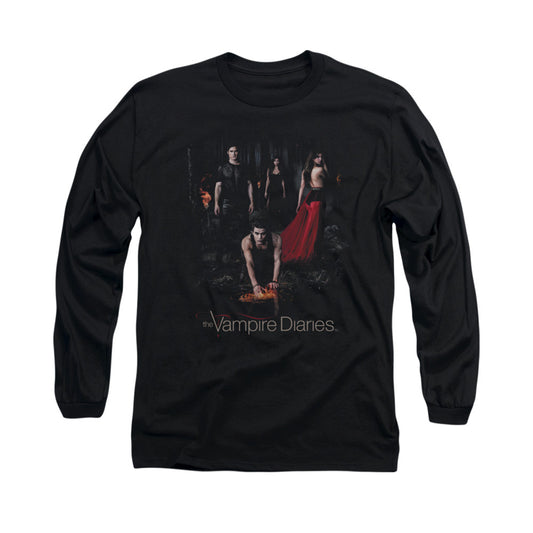 Vampire Diaries - Fire - Long Sleeve Adult 18/1 - Black T-shirt