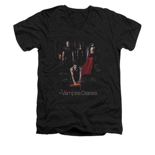 Vampire Diaries - Fire - Short Sleeve Adult V-neck 30/1 - Black T-shirt