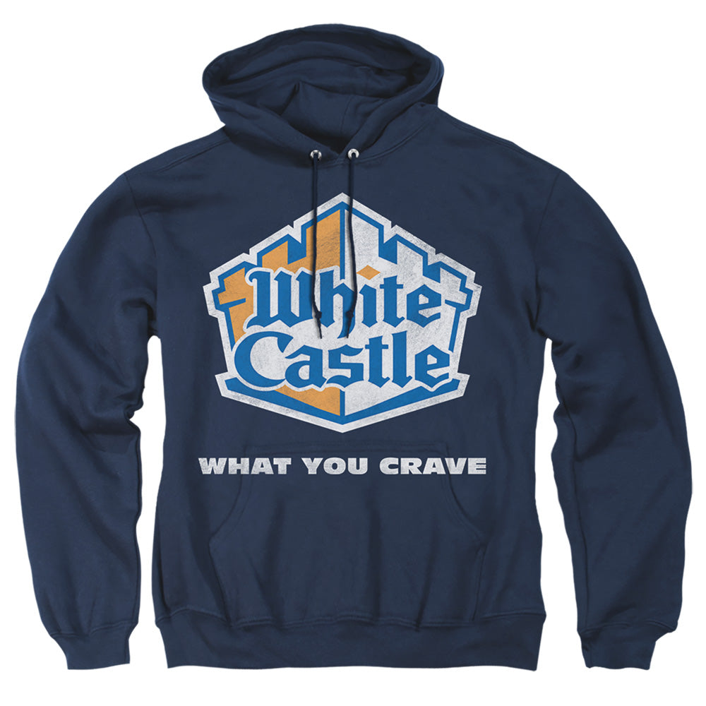 White Castle - Distressed Logo - Adult Pull-over Hoodie - Navy