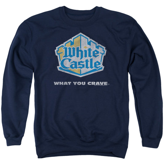 White Castle - Distressed Logo - Adult Crewneck Sweatshirt - Navy