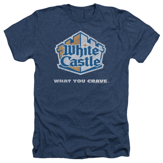 White Castle - Distressed Logo - Adult Heather - Navy