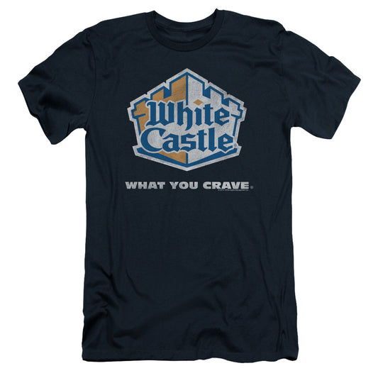 White Castle - Distressed Logo - Short Sleeve Adult 30/1 - Navy T-shirt
