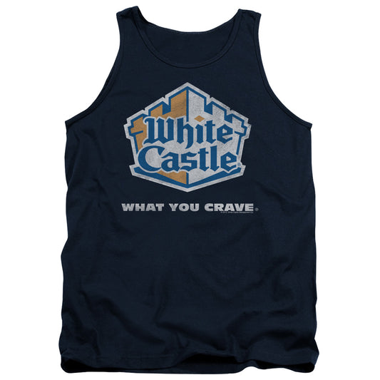 White Castle - Distressed Logo - Adult Tank - Navy
