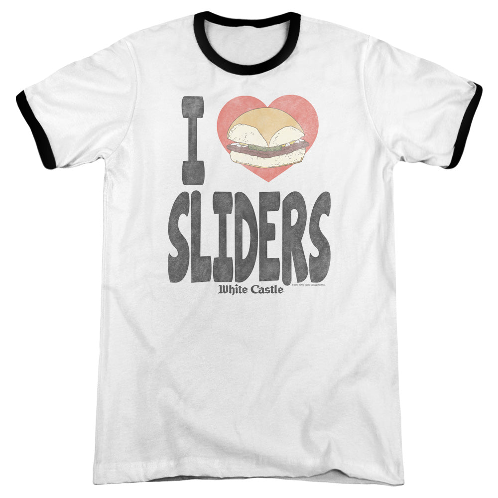 White Castle - I Heart Sliders - Adult Ringer - White/black