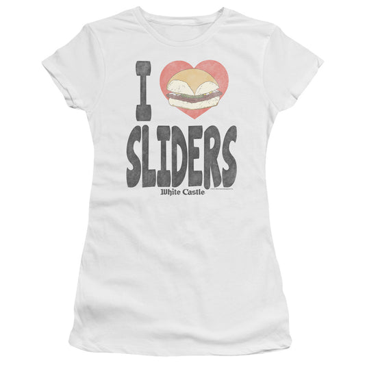 White Castle - I Heart Sliders - Short Sleeve Junior Sheer - White T-shirt