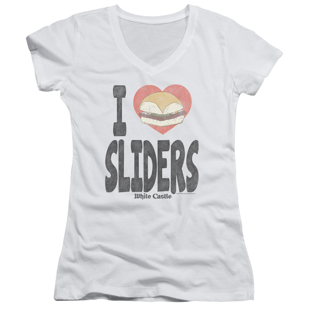 White Castle - I Heart Sliders - Junior V-neck - White