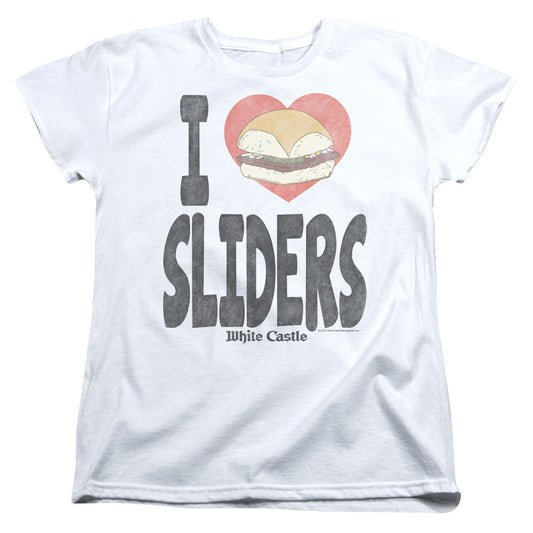 White Castle - I Heart Sliders - Short Sleeve Womens Tee - White T-shirt
