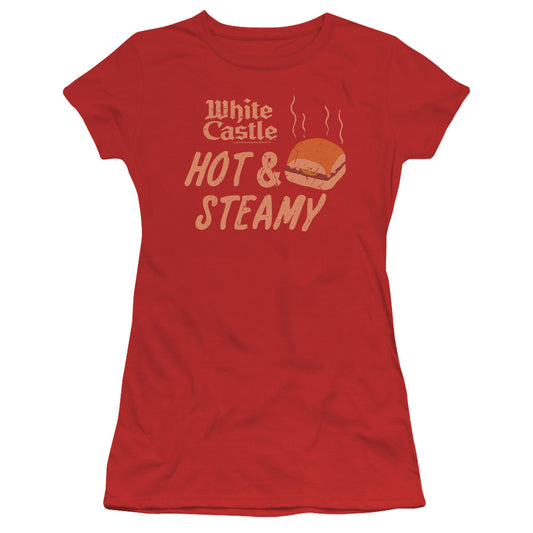 White Castle - Hot & Steamy - Short Sleeve Junior Sheer - Red T-shirt