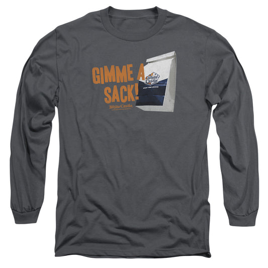 White Castle - Gimmie A Sack - Long Sleeve Adult 18/1 - Charcoal T-shirt