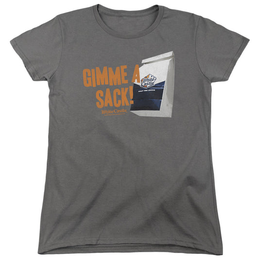 White Castle - Gimmie A Sack - Short Sleeve Womens Tee - Charcoal T-shirt