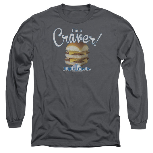 White Castle - Craver - Long Sleeve Adult 18/1 - Charcoal T-shirt