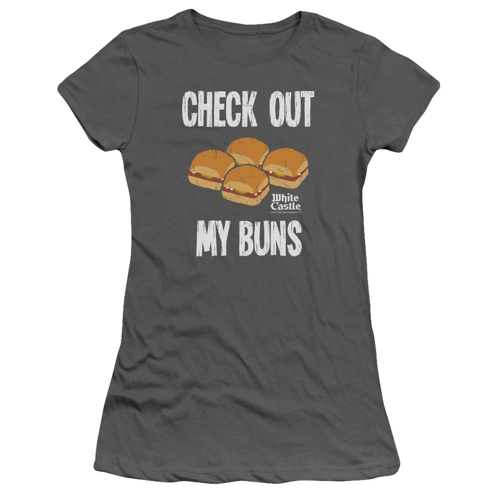 White Castle - My Buns - Short Sleeve Junior Sheer - Charcoal T-shirt