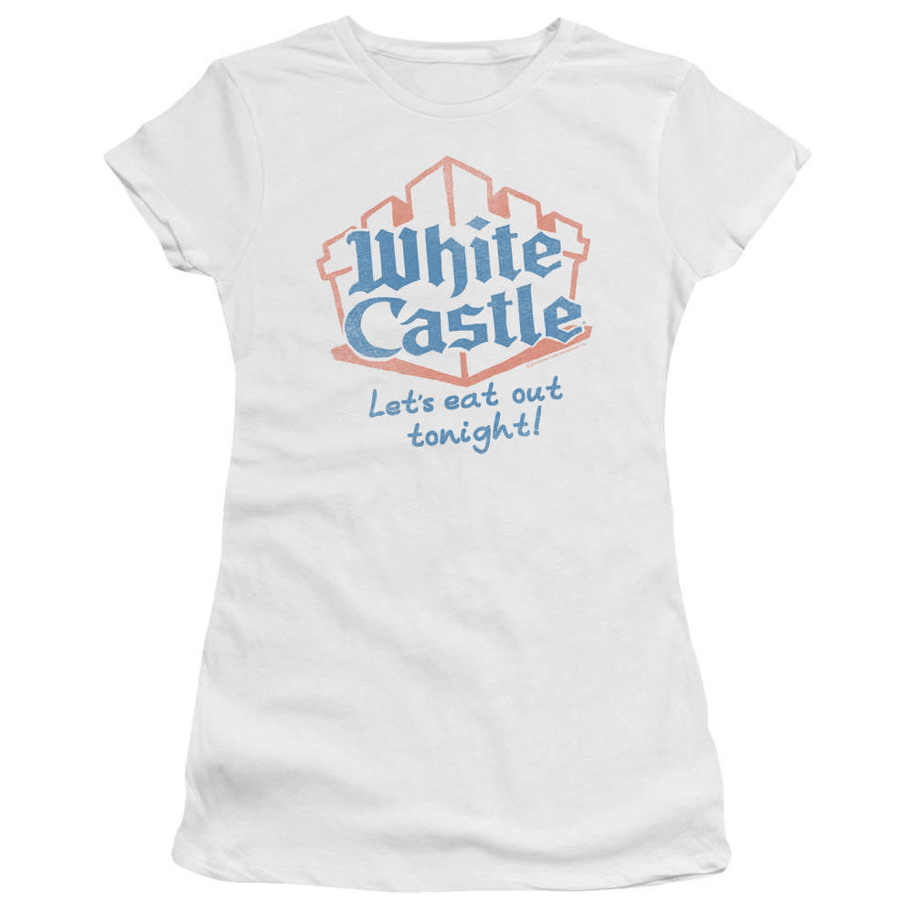 White Castle - Lets Eat - Short Sleeve Junior Sheer - White T-shirt