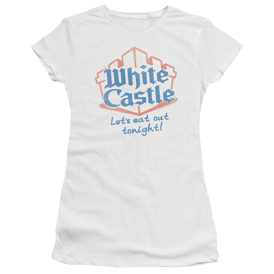 White Castle - Lets Eat - Short Sleeve Junior Sheer - White T-shirt