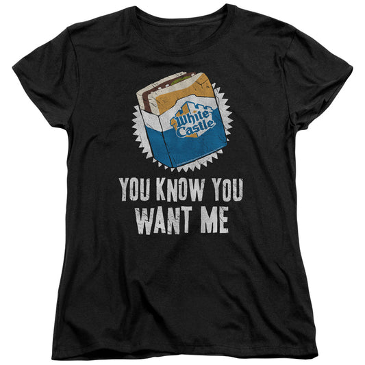 White Castle - Want Me - Short Sleeve Womens Tee - Black T-shirt