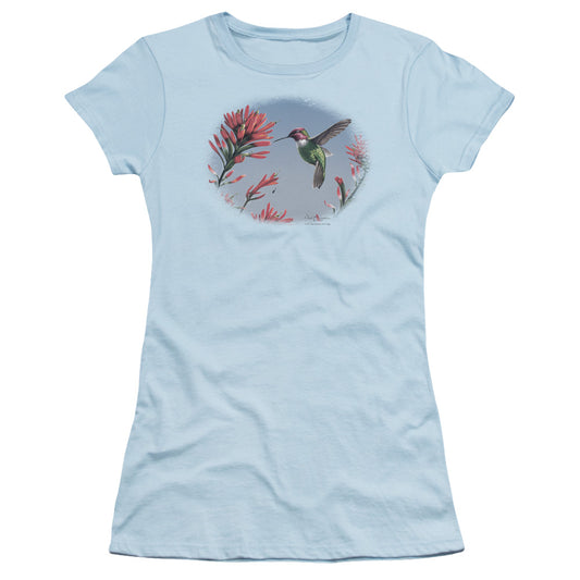 Wildlife - Annas Hummingbird - Short Sleeve Junior Sheer - Light Blue T-shirt