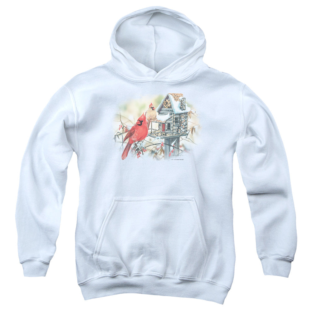 Wildlife - Cardinals Rustic Retreat - Youth Pull-over Hoodie - White
