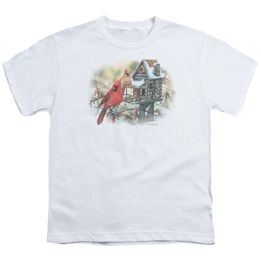 Wildlife - Cardinals Rustic Retreat - Short Sleeve Youth 18/1 - White T-shirt