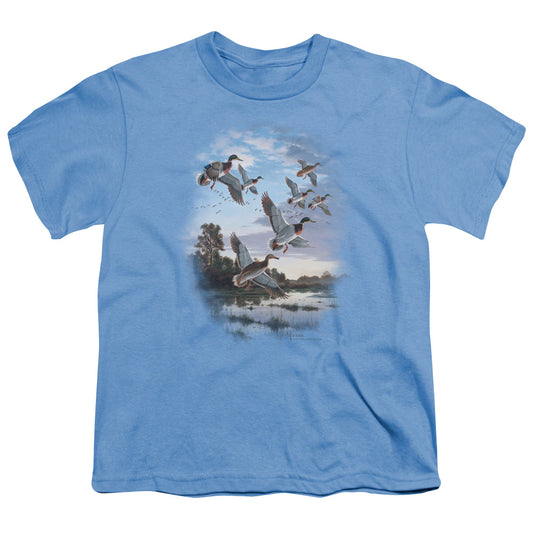 Wildlife - Evening Flight Mallards - Short Sleeve Youth 18/1 - Carolina Blue T-shirt