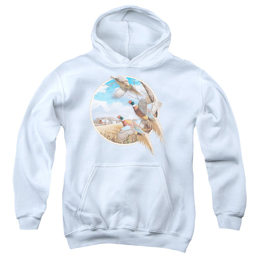 Wildlife - October Memories Pheasants - Youth Pull-over Hoodie - White