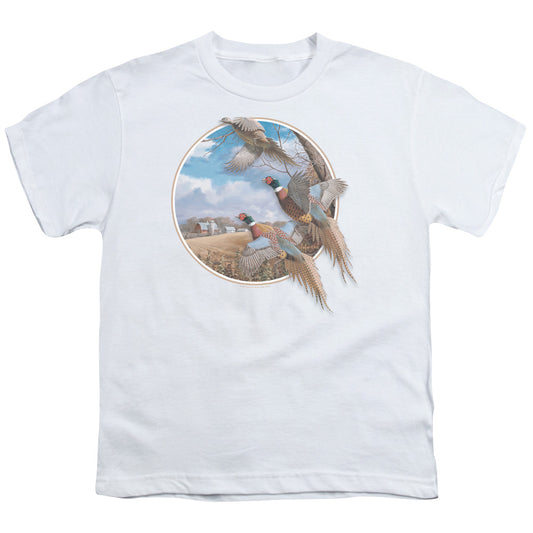 Wildlife - October Memories Pheasants - Short Sleeve Youth 18/1 - White T-shirt