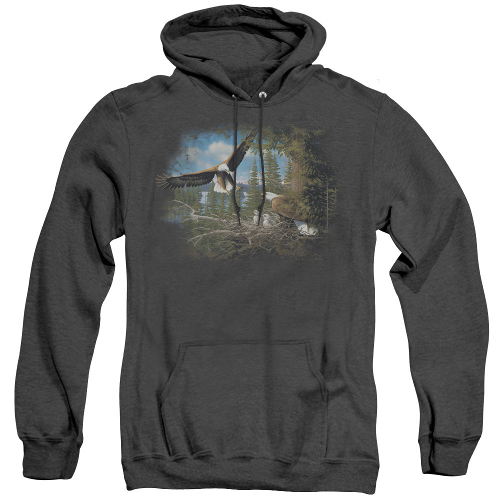 Wildlife - Spring Bald Eagles - Adult Heather Hoodie - Black