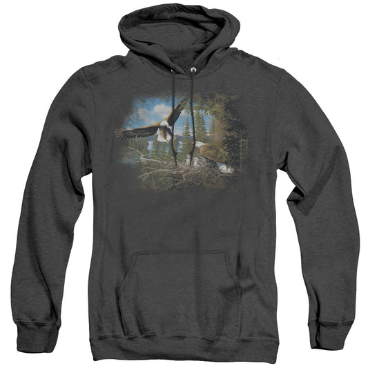Wildlife - Spring Bald Eagles - Adult Heather Hoodie - Black