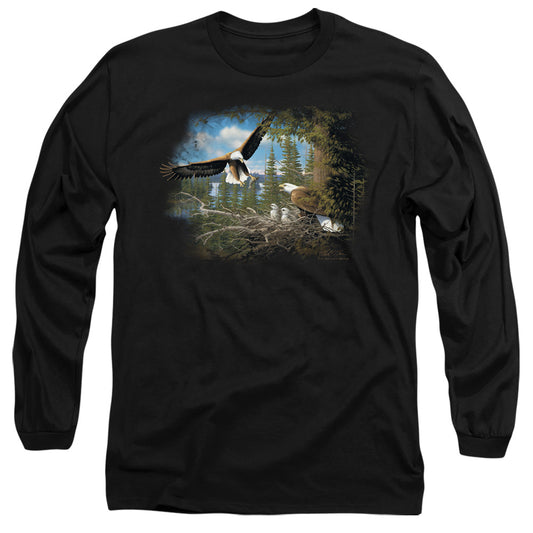 Wildlife - Spring Bald Eagles - Long Sleeve Adult 18/1 - Black T-shirt