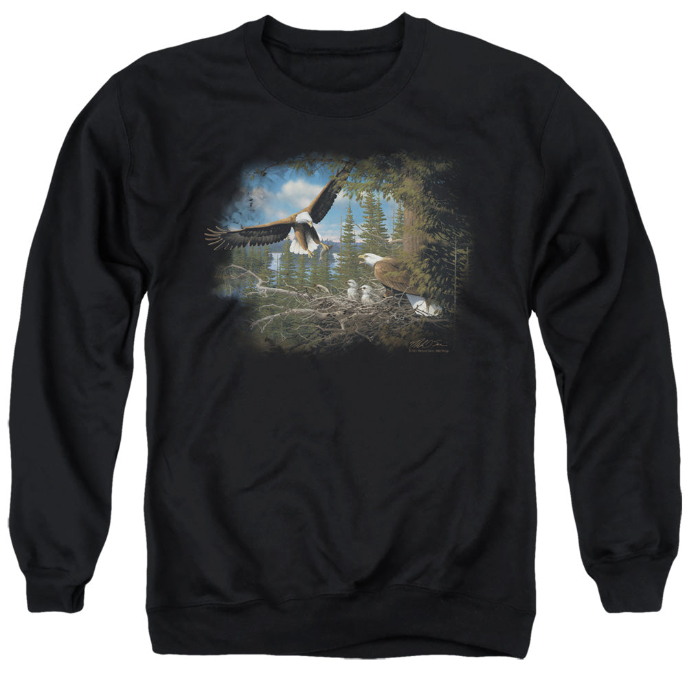 Wildlife - Spring Bald Eagles - Adult Crewneck Sweatshirt - Black
