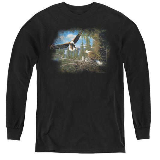 Wildlife - Spring Bald Eagles - Youth Long Sleeve Tee - Black