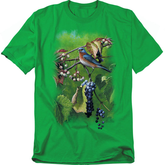 Wildlife - Summertime Estrn Bluebird - Short Sleeve Adult 18/1 - Kelly Green T-shirt