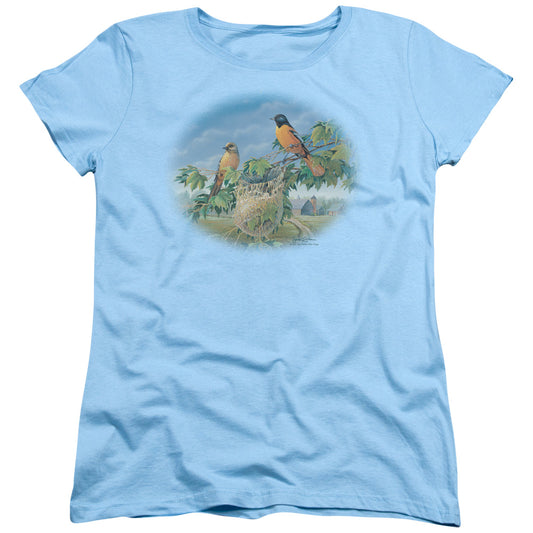 Wildlife - Orioles And Farm - Short Sleeve Women"s Tee - Light Blue T-shirt