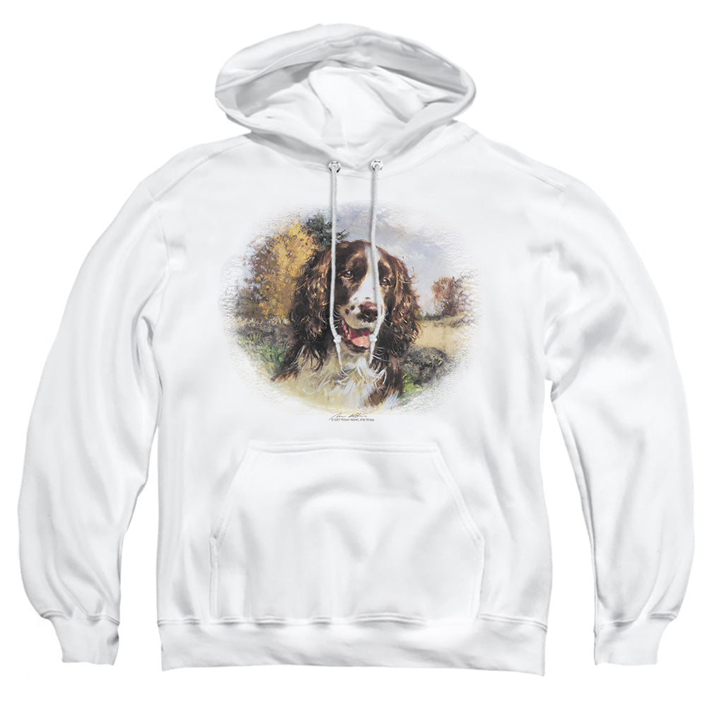 Wildlife - Springer Spaniel Head - Adult Pull-over Hoodie - White