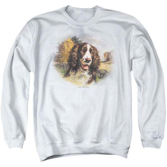 Wildlife - Springer Spaniel Head - Adult Crewneck Sweatshirt - White