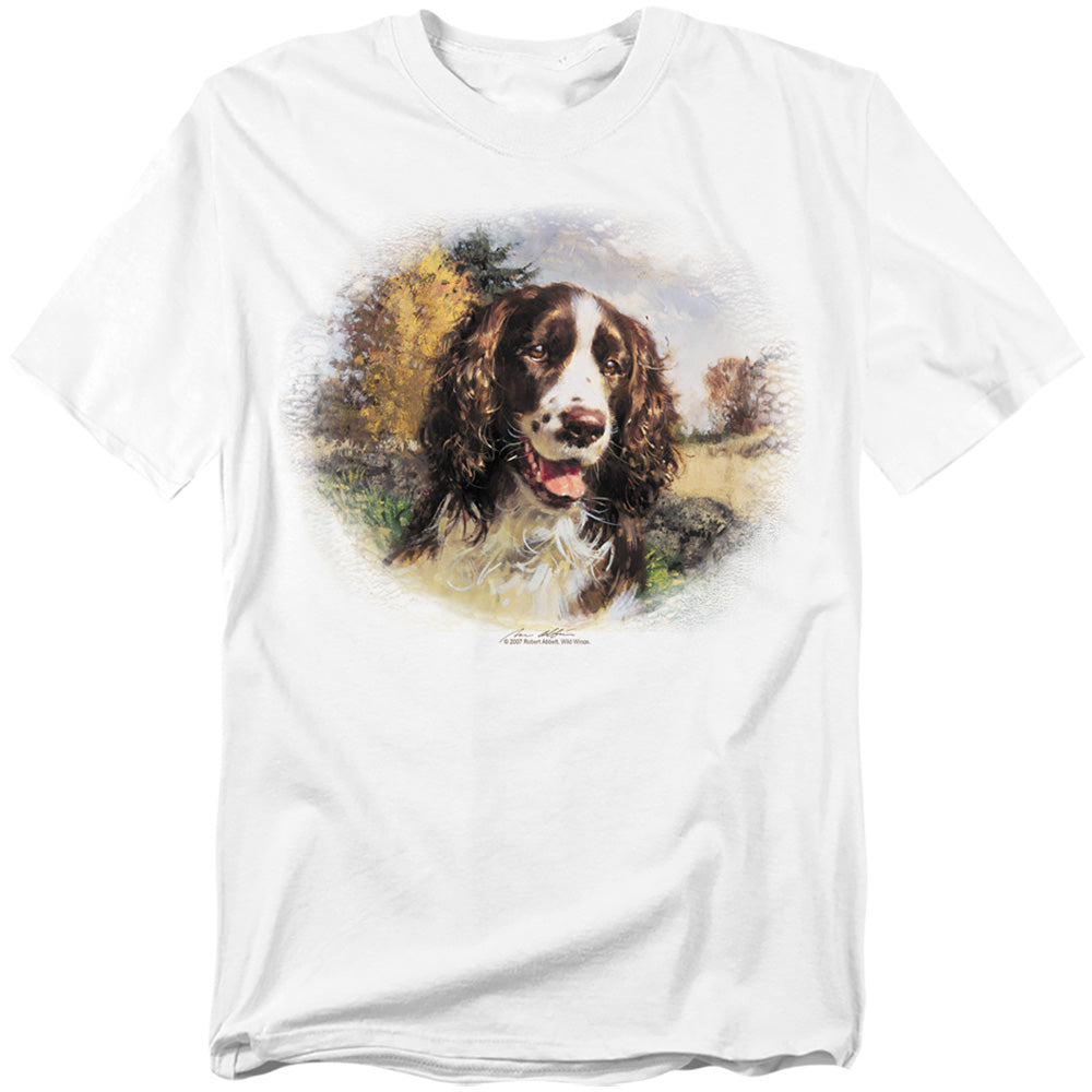 Wildlife - Springer Spaniel Head - Short Sleeve Adult 18/1 - White T-shirt
