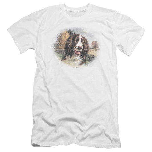Wildlife - Springer Spaniel Head-premuim Canvas Adult Slim Fit 30/1 - White