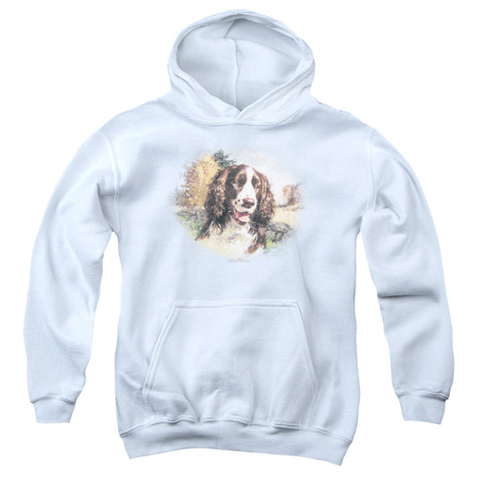 Wildlife - Springer Spaniel Head - Youth Pull-over Hoodie - White