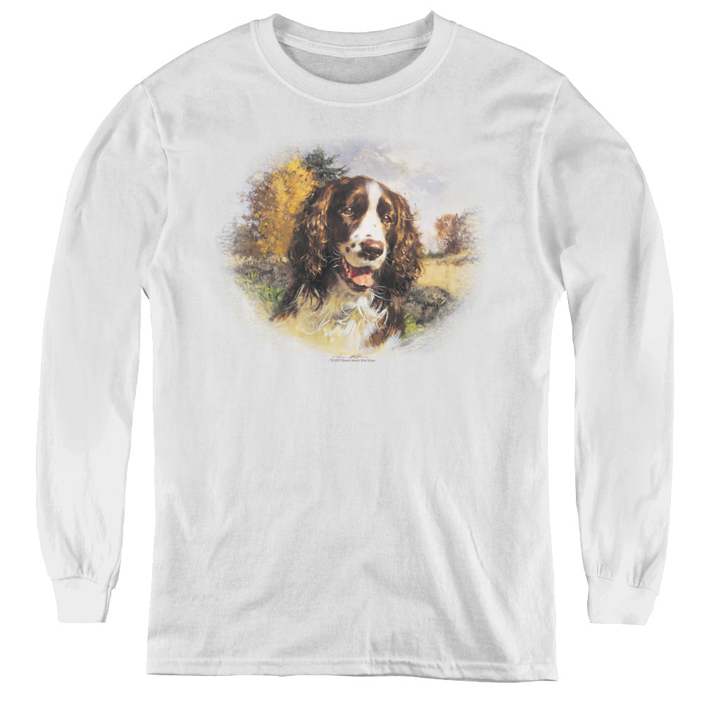 Wildlife - Springer Spaniel Head - Youth Long Sleeve Tee - White