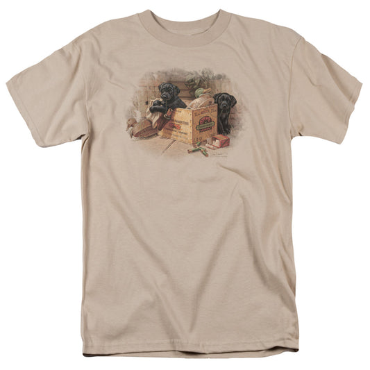 Wildlife - Box Boys Black Labs - Short Sleeve Adult 18/1 - Sand T-shirt
