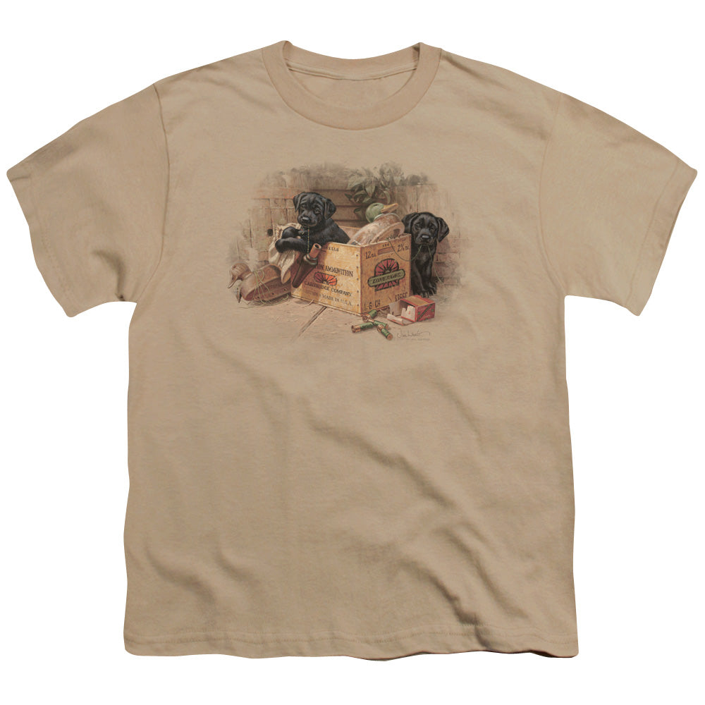 Wildlife - Box Boys Black Labs - Short Sleeve Youth 18/1 - Sand T-shirt