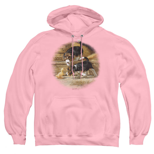 Wildlife - Getting Acquainted - Adult Pull-over Hoodie - Pink
