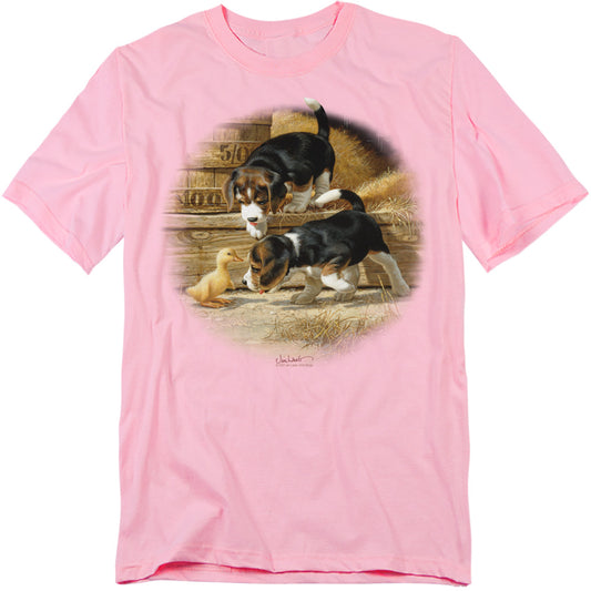 Wildlife - Getting Acquainted - Short Sleeve Adult 18/1 - Pink T-shirt