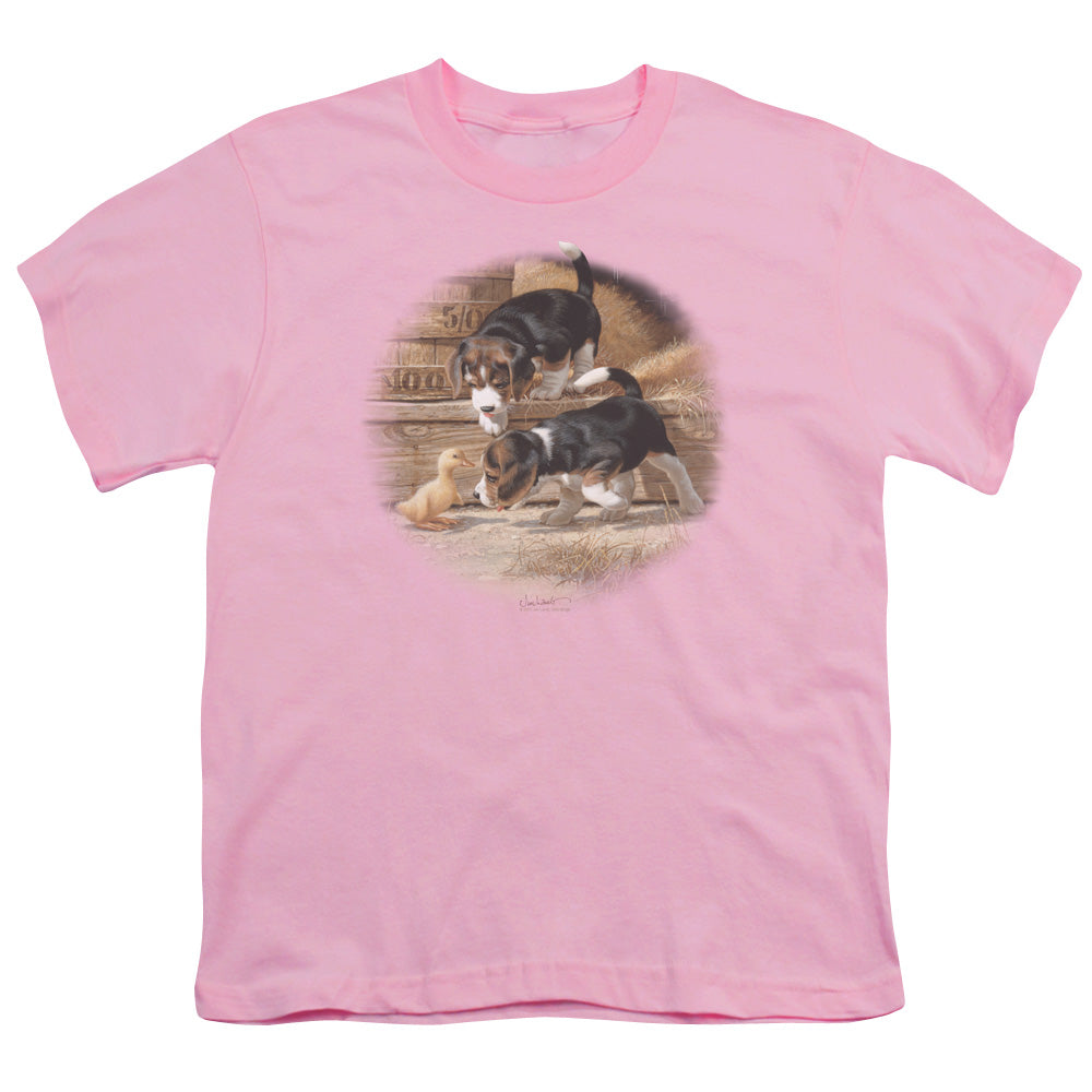 Wildlife - Getting Acquainted - Short Sleeve Youth 18/1 - Pink T-shirt