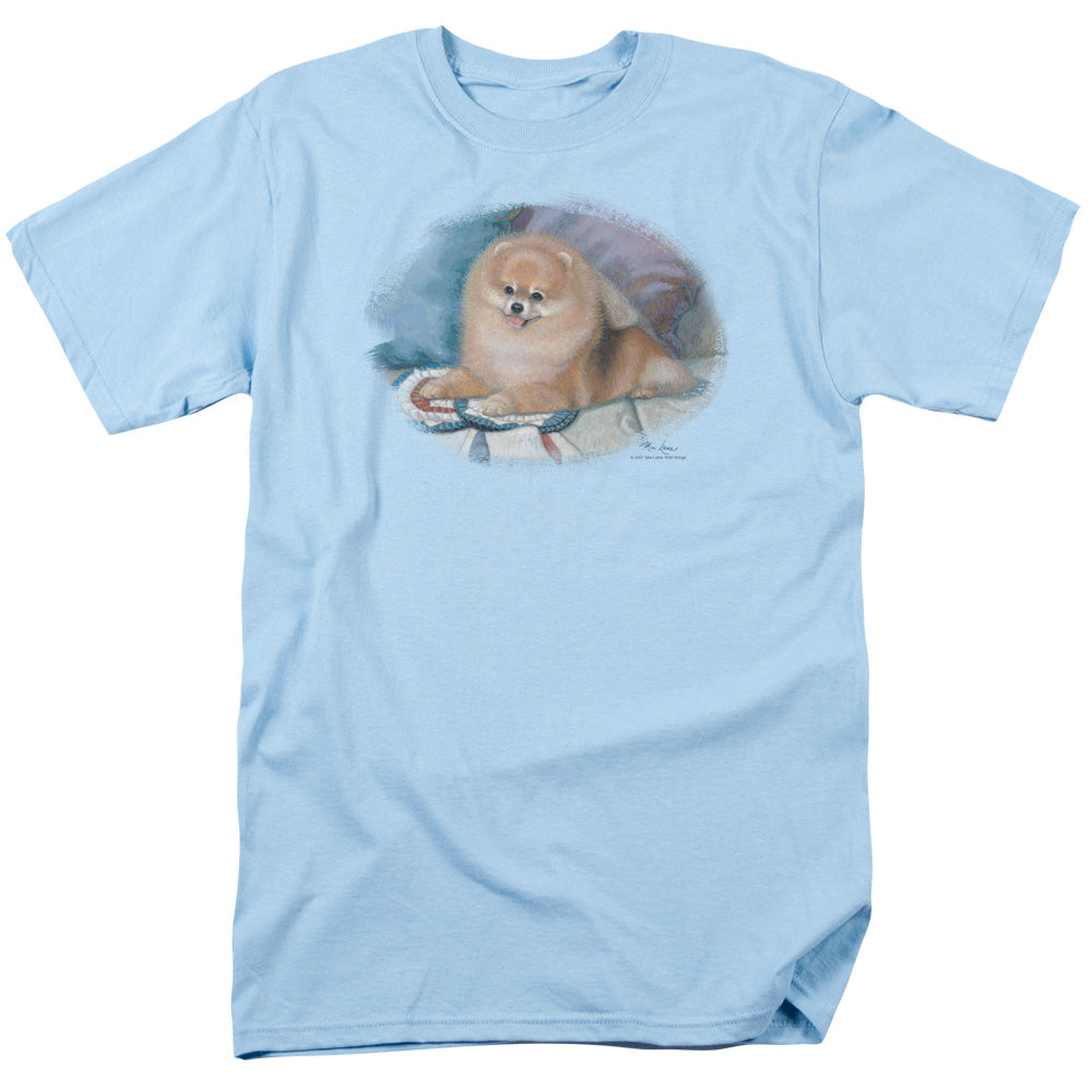 Wildlife - Pomeranian Portrait - Short Sleeve Adult 18/1 - Light Blue T-shirt