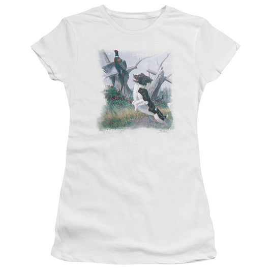 WILDLIFE SPRINGER WITH PHEASANT - S/S JUNIOR SHEER - WHITE T-Shirt