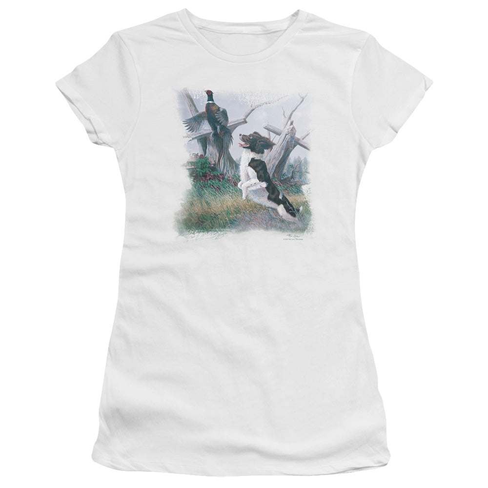 WILDLIFE SPRINGER WITH PHEASANT - S/S JUNIOR SHEER - WHITE T-Shirt