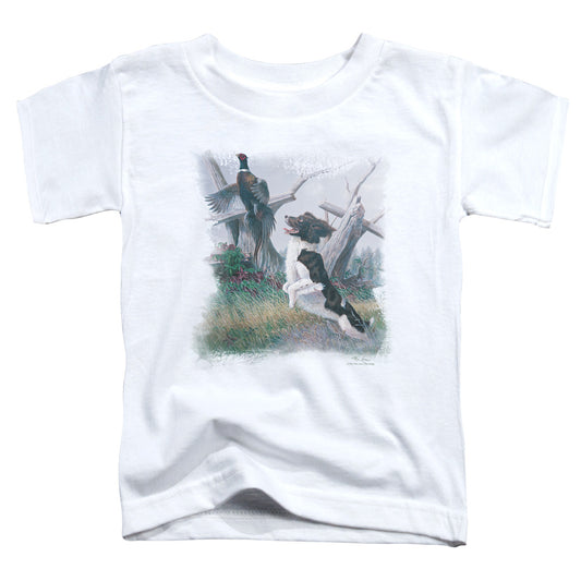 Wildlife - Springer With Pheasant - Short Sleeve Toddler Tee - White T-shirt