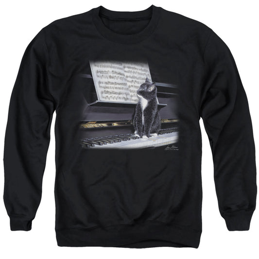 Wildlife - Kitten On The Keys - Adult Crewneck Sweatshirt - Black