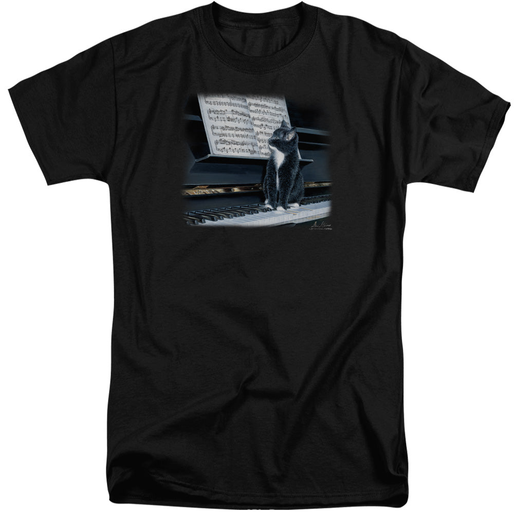 Wildlife - Kitten On The Keys - Short Sleeve Adult Tall - Black T-shirt